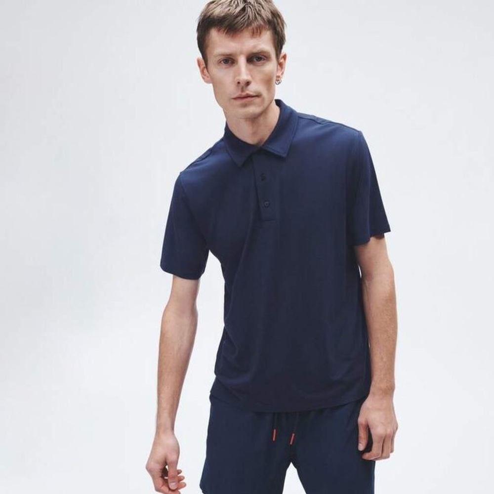 NWT Rag & Bone Men's Navy Polo Shirt in Tech Jersey Size M